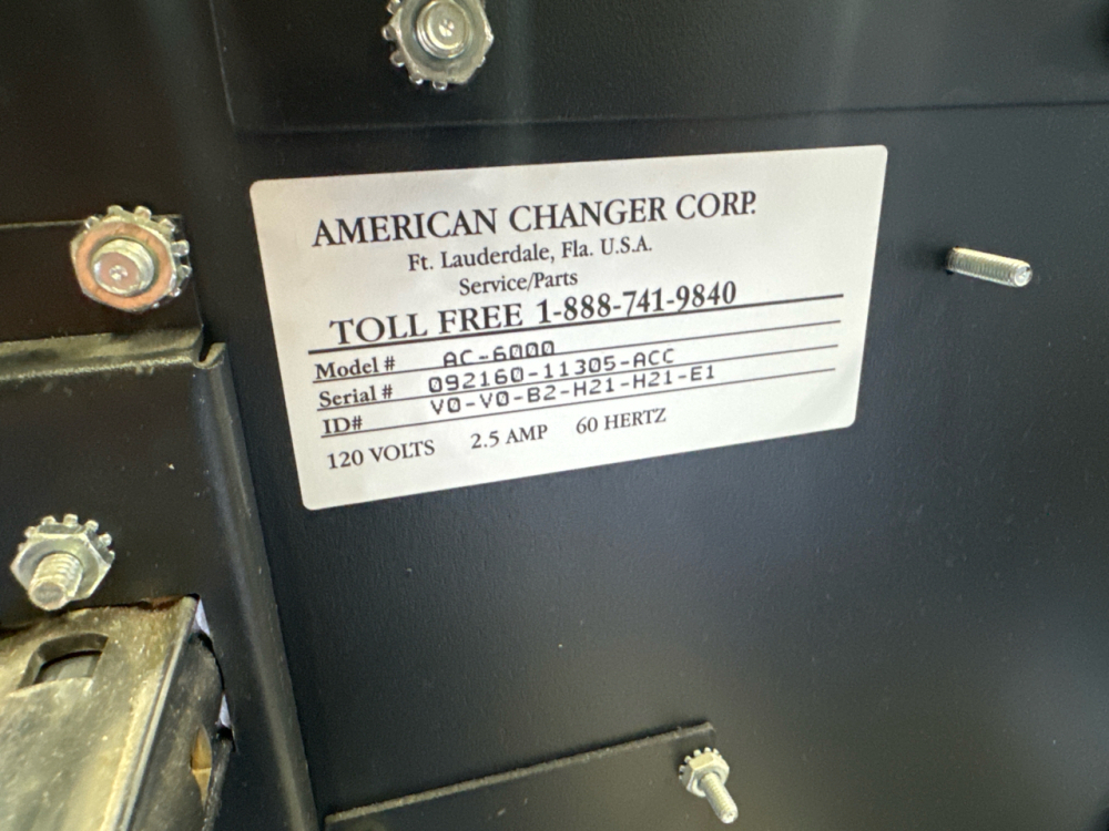 AC6000 DOLLAR COIN CHANGER MACHINE AMERICAN CORP.