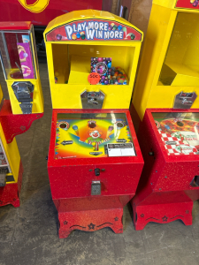 PLAY MORE WIN MORE CLOWN PINBALL PRIZE DISPENSER