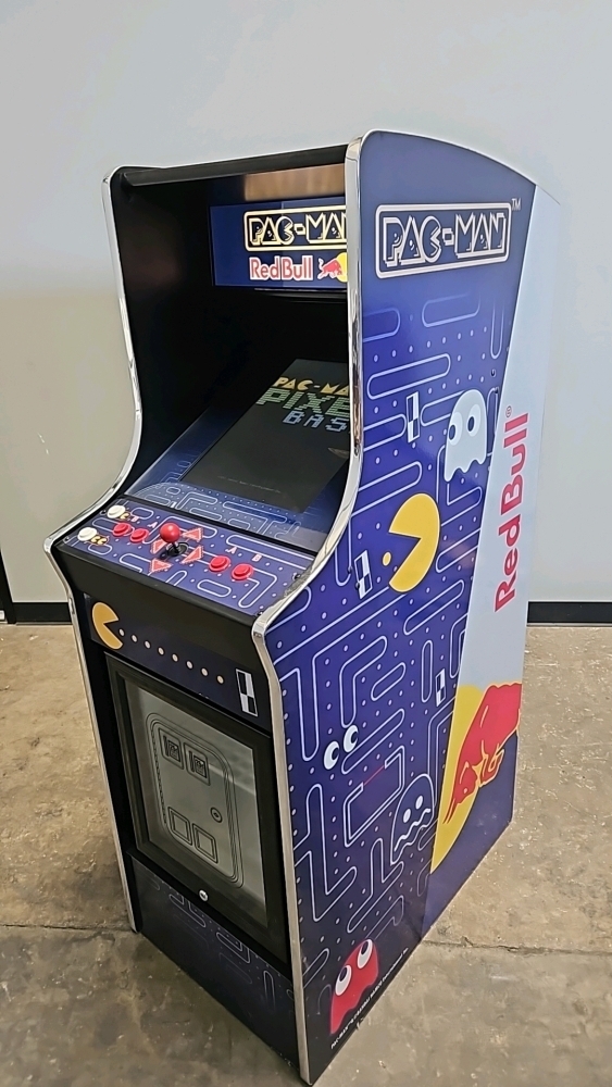 RED BULL PAC MAN PIXEL BASH ARCADE GAME W BUILT IN MINI FRIDGE