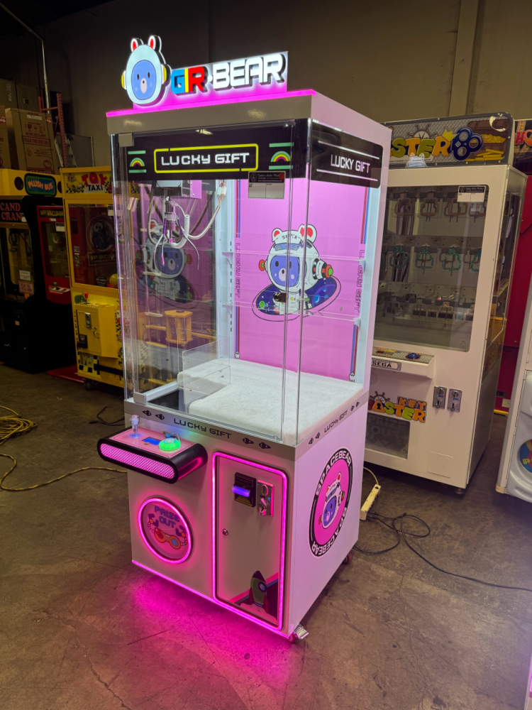 LUCKY GIFT GIR BEAR PINK PLUSH CLAW LED CRANE MACHINE #1