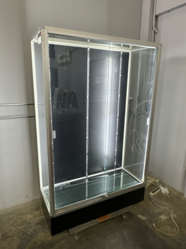 GLASS VERTICAL DISPLAY CURIO CABINET FRONT SLIDE DOORS #4