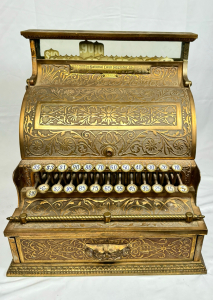 "NATIONAL" BRASS ORNATE CASH REGISTER VINTAGE