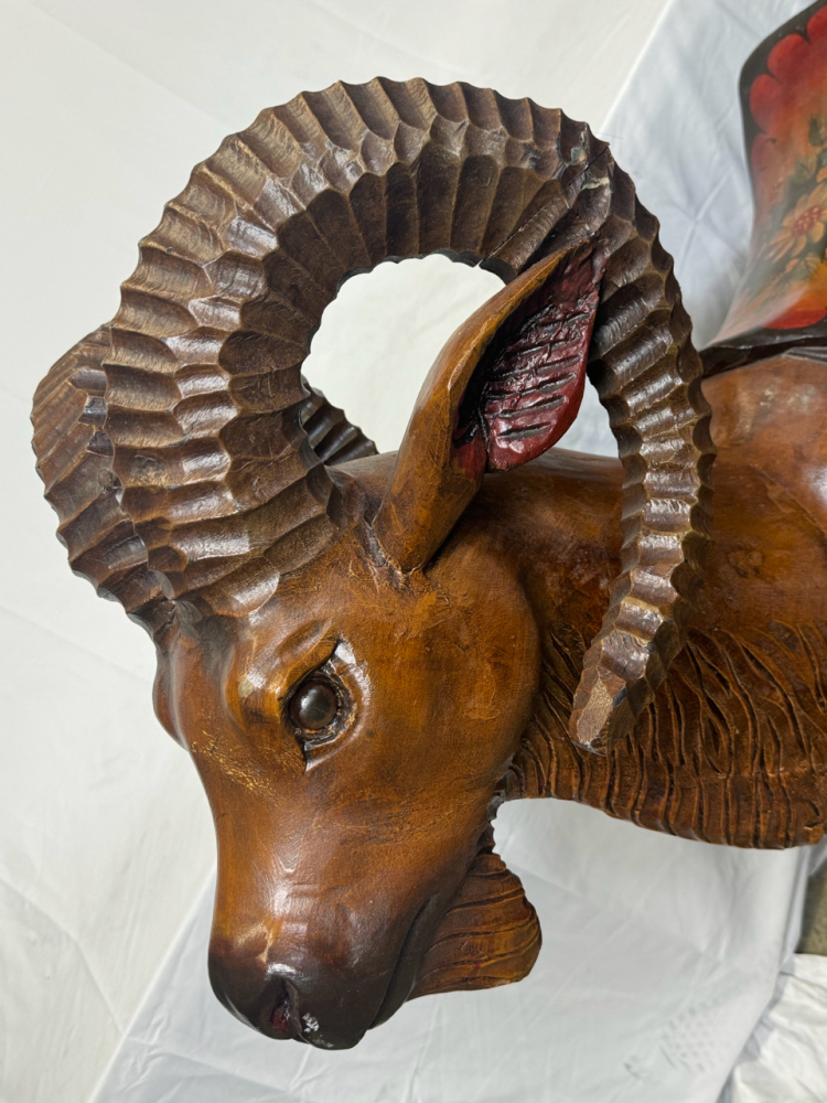 ANTIQUE WOODEN CAROUSEL RAM
