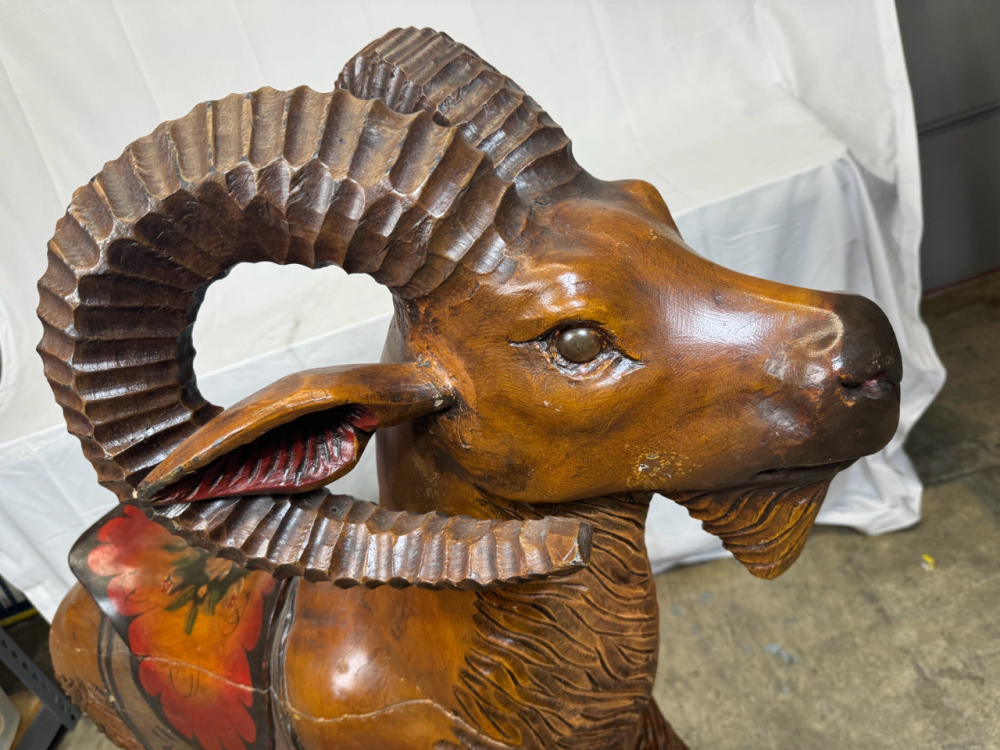 ANTIQUE WOODEN CAROUSEL RAM