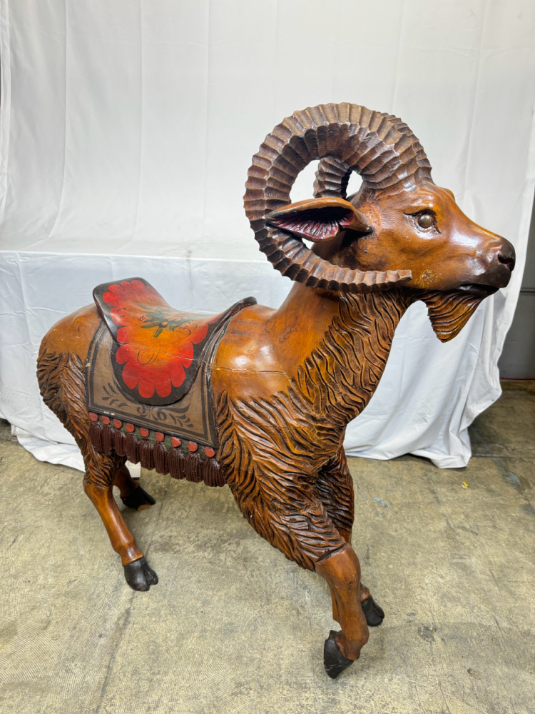 ANTIQUE WOODEN CAROUSEL RAM