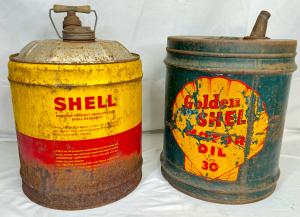 (2) SHELL VINTAGE OIL CANS