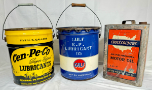 (3) VINTAGE MOTOR OIL CANS