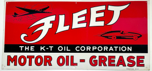 1950s FLEET K-T OIL CORPORATION METAL SIGN