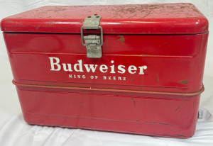 VINTAGE 1950s BUDWEISER METAL COOLER ICE CHEST