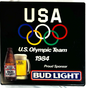 VINTAGE BUD LIGHT 1984 USA OLYMPIC TEAM BEER LIGHT UP SIGN