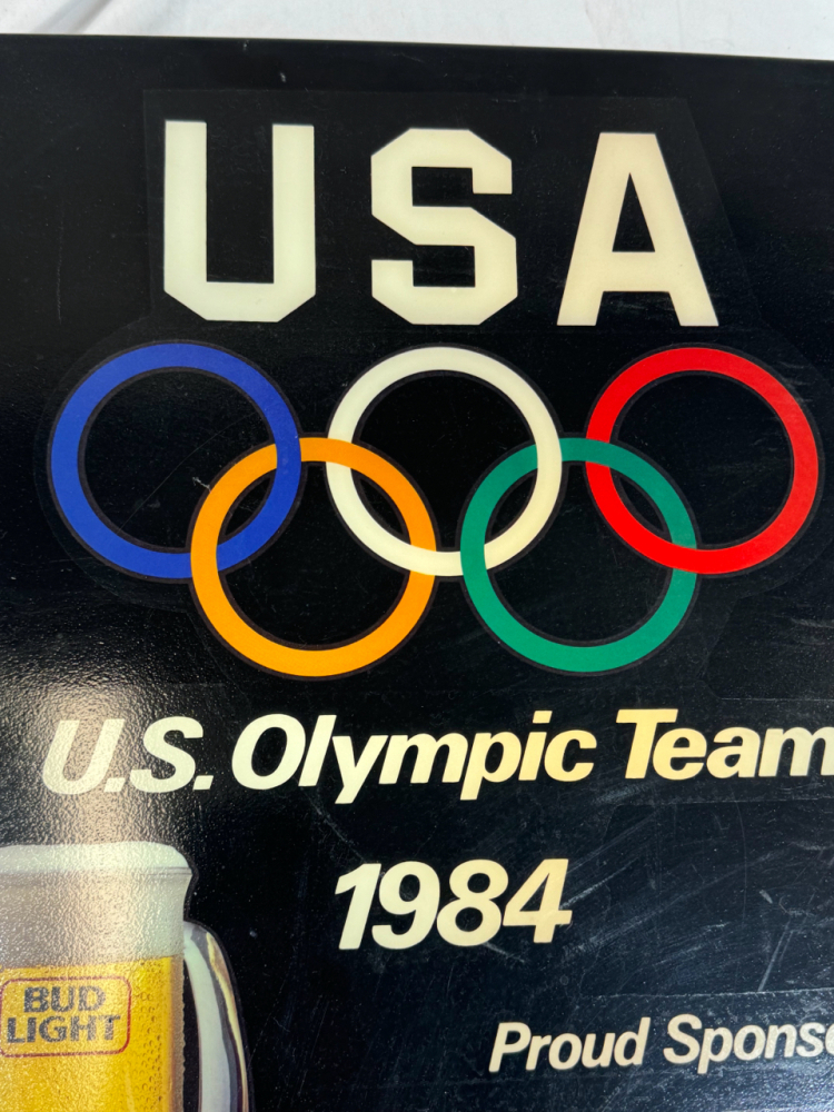 VINTAGE BUD LIGHT 1984 USA OLYMPIC TEAM BEER LIGHT UP SIGN