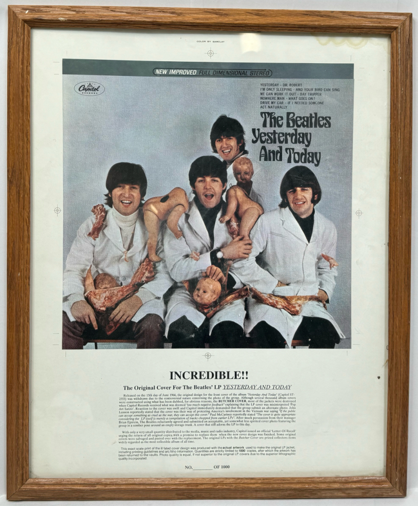 FRAMED BEATLES YESTERDAY AND TODAY BUTCHER COVER PROMO POSTER