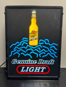 GENUINE DRAFT MILLER LIGHTED 3D BEER SIGN