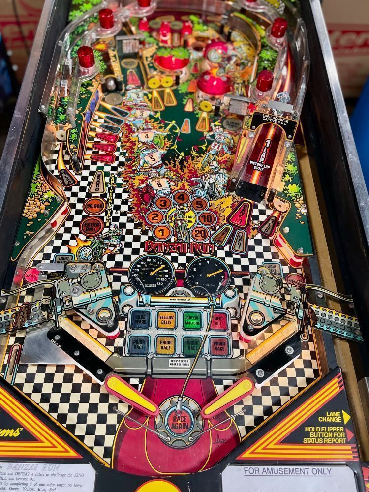 BANZAI RUN PINBALL MACHINE WILLIAMS 1988
