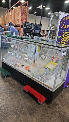 REDEMPTION CENTER GLASS DISPLAY CASE 70 WIDE