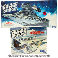 STAR WARS: EMPIRE STRIKES BACK-STAR DESTROYER & SNOWSPEEDER MPC SEALED MODEL KIT 1980