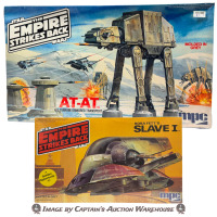 STAR WARS: EMPIRE STRIKES BACK-SLAVE I & AT-AT MPC SEALED MODEL KITS 1981
