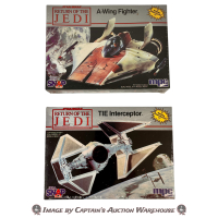 STAR WARS: RETURN OF THE JEDI-TIE INTERCEPTOR & A-WING FIGHTER SNAP MPC SEALED MODEL KITS 1983