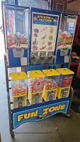 FUN ZONE BLUE 7 HEAD COMBO BULK VENDING RACK