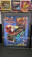 LOT OF 4 FRAMED PINBALL FYLERS AND EVEL KNIEVEL BIKE PROMO
