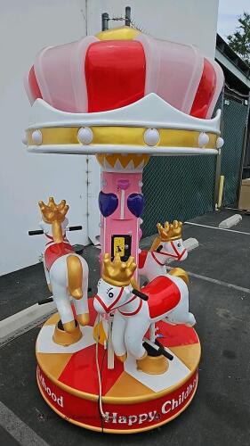 CAROUSEL 3 HORSE HAPPY CHILDHOOD RAINBOW PONY RIDE