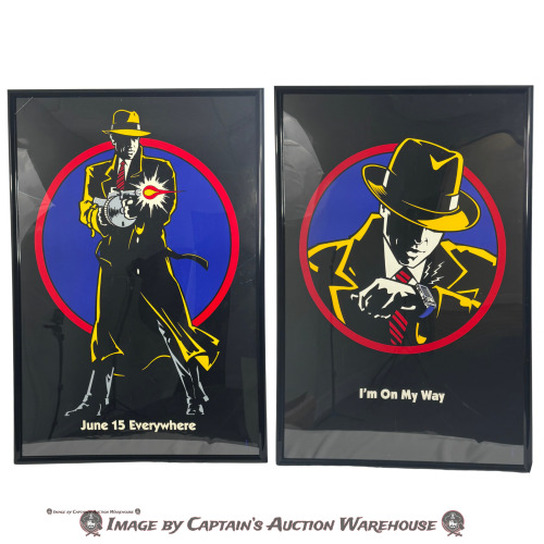 FRAMED DICK TRACY OFFICIAL MOVIE POSTERS "I'M ON MY WAY" & GUN FLASH