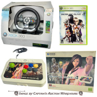 MICROSOFT XBOX 360 WIRELESS RACING STEERING WHEEL & DEAD OR ALIVE XBOX 360 HORI ARCADE STICK BUNDLE