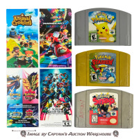 NINTENDO 64 POKÉMON SNAP, STADIUM & HEY YOU, PIKACHU! CARTRIDGES W/NINTENDO SWITCH PROMOTIONAL KIOSK ADVERTISEMENT