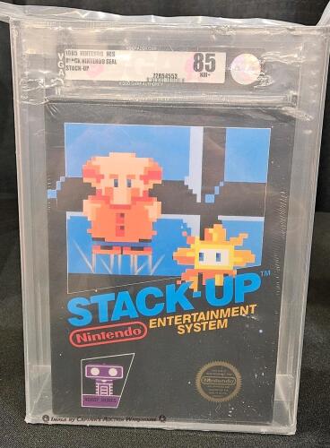 1985 NINTENDO NES BLACK SEAL STACK-UP VGA GRADE 85 NM+ L@@K!!! AMAZING!!