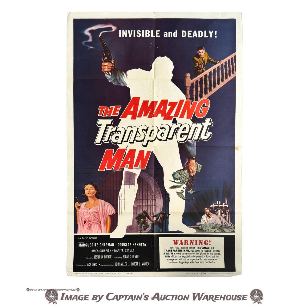 THE AMAZING TRANSPARENT MAN 1960 ORIGINAL ONE SHEET MOVIE POSTER the-amazing-transparent-man-1960-original-one-sheet-movie-poster