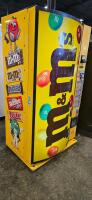 M&M BRANDED BUBBLE FRONT CANDY REFRIGERATED VENDING MACHINE W/DBA