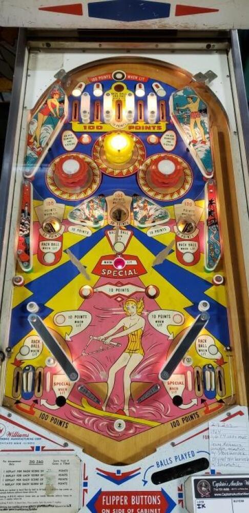 ZIG ZAG WILLIAMS WEDGE HEAD PINBALL MACHINE 1964