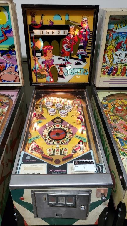 3 JOKERS PINBALL MACHINE WILLIAMS ADD A BALL 1970