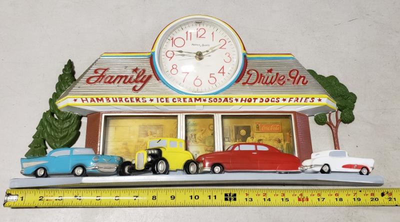 FAMILY DRIVE IN DINER HOT ROD CLOCK