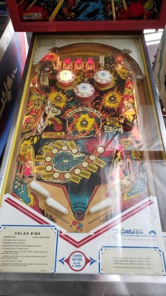 SOLAR RIDE CLASSIC PINBALL MACHINE GOTTLIEB