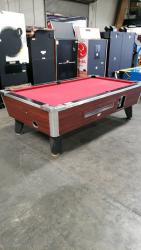 POOL TABLE GLOBAL 8' SLATE TOP COIN OP RED