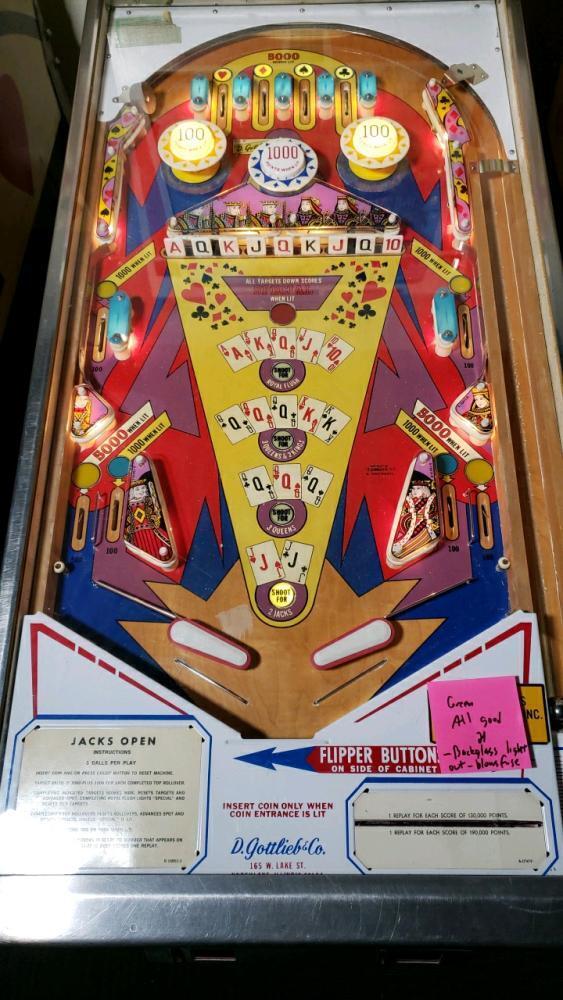 Jacks Open Pinball Machine Gottlieb EM