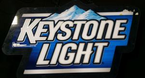 1 LOT- KEYSTONE LIGHT BEER LIGHTED SIGN 24"x14"