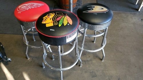 1 LOT- 3 NHL HOCKEY BAR STOOLS MISC L@@K!!!