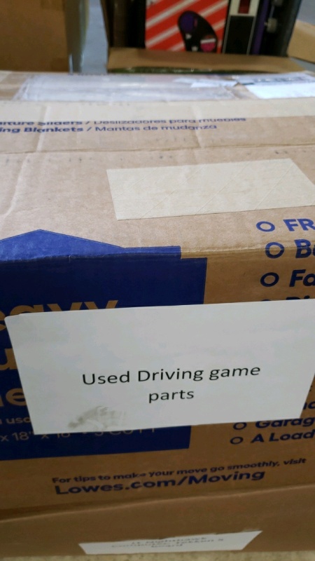 1 BOX LOT - ARCADE DRIVING GAME PARTS MISC.