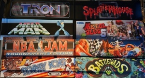 1 LOT- 80'S & 90'S ARCADE GAME MARQUEE TRANSLITES #1 TRON, DONKEY KONG, BATTLE TOADS MORE