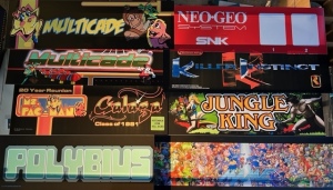 1 LOT- ARCADE GAME MARQUEE TRANSLITES MISC. DONATION FOR SPIRIT LEAGUE OF OC