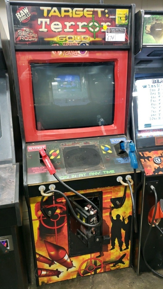 Arcade Game Exploding Target TARGET TERROR GOLD UPRIGHT SHOOTER ARCADE GAME RAW THRILLS #1