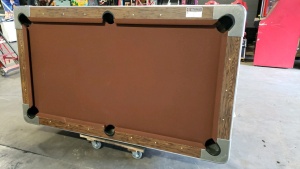 POOL TABLE 7' GLOBAL BROWN/ SLATE TOP COIN OP