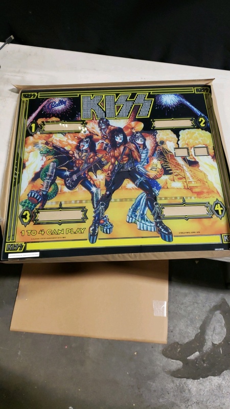 1 LOT- KISS PINBALL BACK GLASS ART BALLY REPRODUCTION