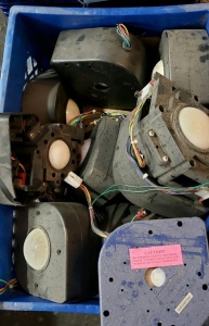 1 BOX LOT- MISC TRACK BALLS ETC. ARCADE