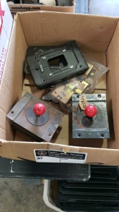 1 BOX LOT- 2 RED JOYSTICK ASSY'S MISC PARTS