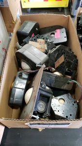 BOX LOT- MISC TRACK BALLS ETC FOR ARCADES