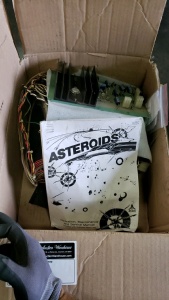 1 BOX LOT- ASTEROIDS MISC ARCADE PARTS