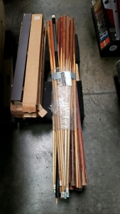 1 LOT- POOL CUE STICKS ASSTD. MISC